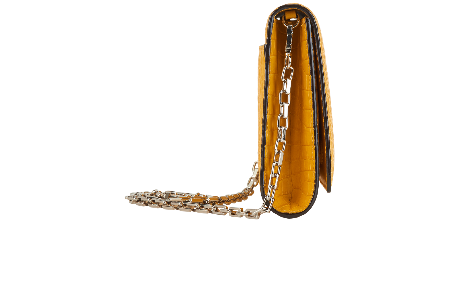 Croc Embossed Varenne Clutch, &pound;420, Handbags, Yellow, Leather, Side view